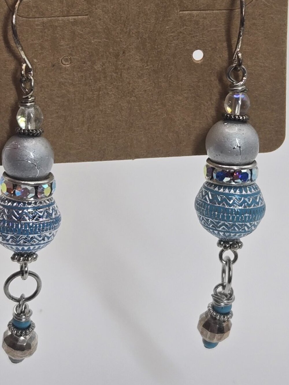 Blue and Silver Sparkle Earrings Handmade Item 88